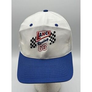 Vintage Lance Racing 63 Hat White Blue Snapback Trucker Cap Nissin